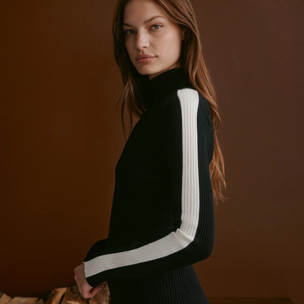 Varley Leopold Roll Neck Knit Sweater - Black